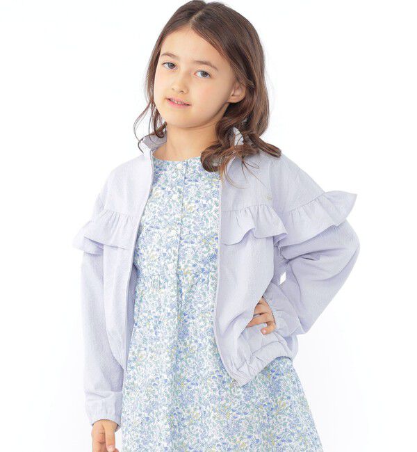 SHIPS KIDS「SHIPS KIDS:100～130cm / 〈UVカット〉ドライタッチ フリル ライト ブルゾン」|ブルゾン・スタジャン|