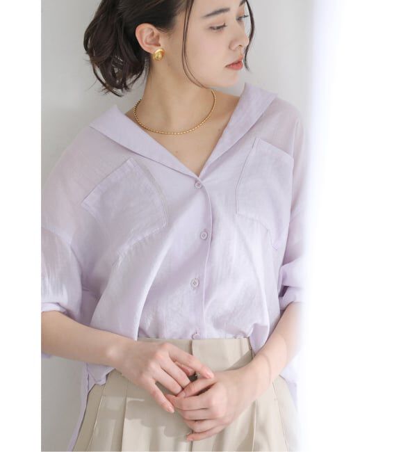  「【洗える】リネンブレンドシアーシャツ」|シャツ・ブラウス|