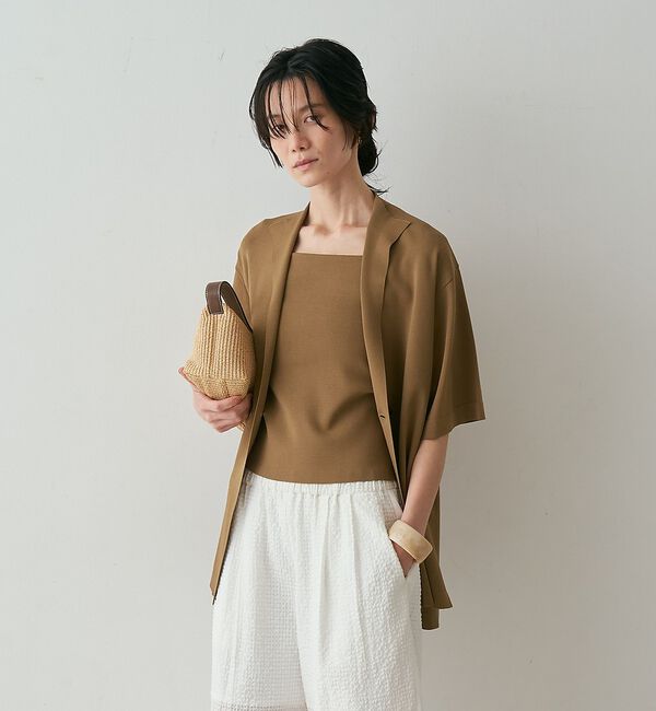 qualite「【接触冷感・セットアップ対応】レーヨンストレッチニットジャケット【予約】」|カーディガン|