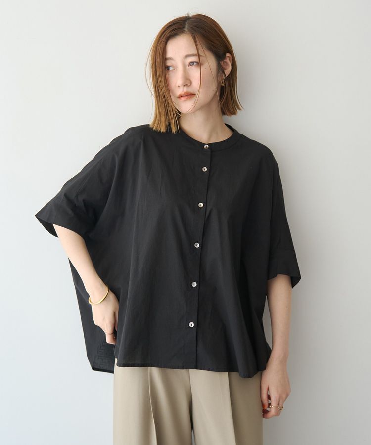 YECCA VECCA「バック刺繍バンドカラーシャツ」|シャツ・ブラウス|
