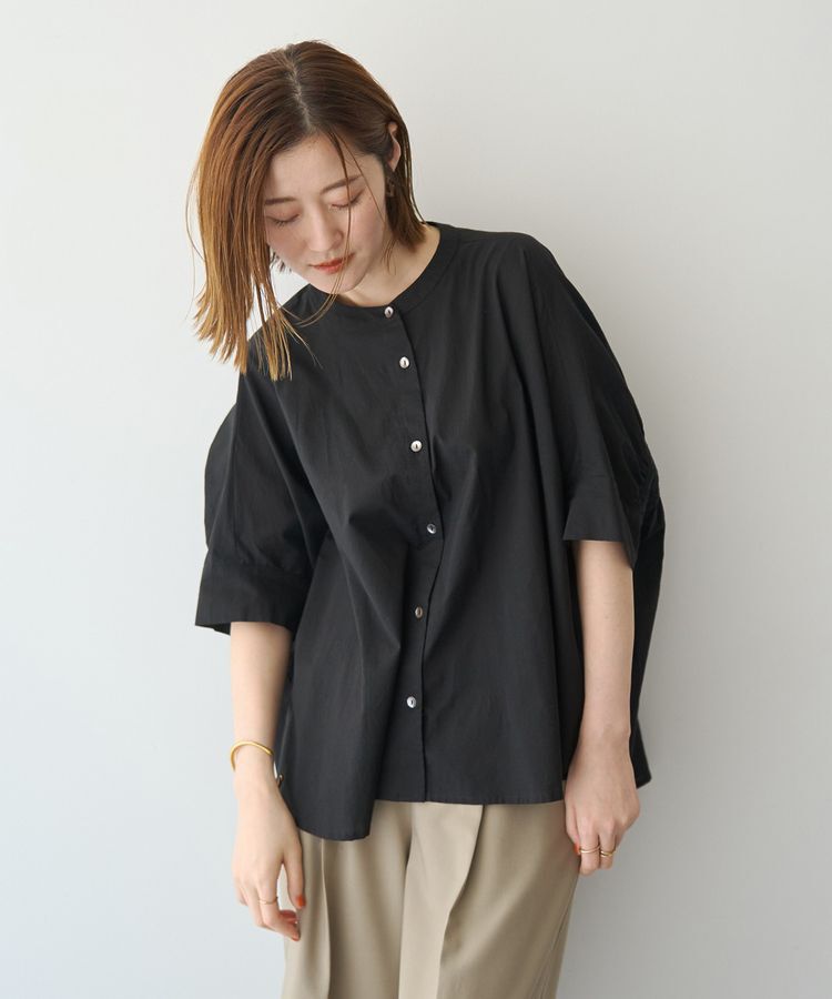 YECCA VECCA「バック刺繍バンドカラーシャツ」|シャツ・ブラウス|