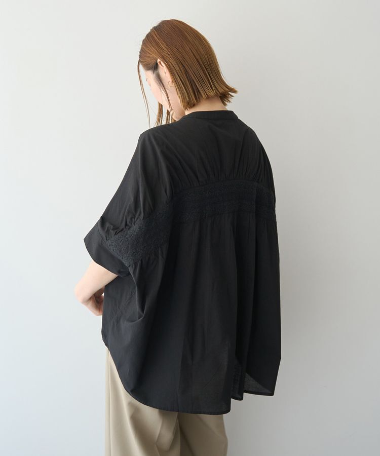 YECCA VECCA「バック刺繍バンドカラーシャツ」|シャツ・ブラウス|