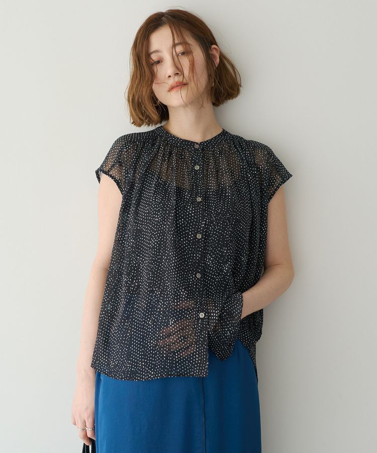 YECCA VECCA「シアードット柄ブラウス」|シャツ・ブラウス|Black