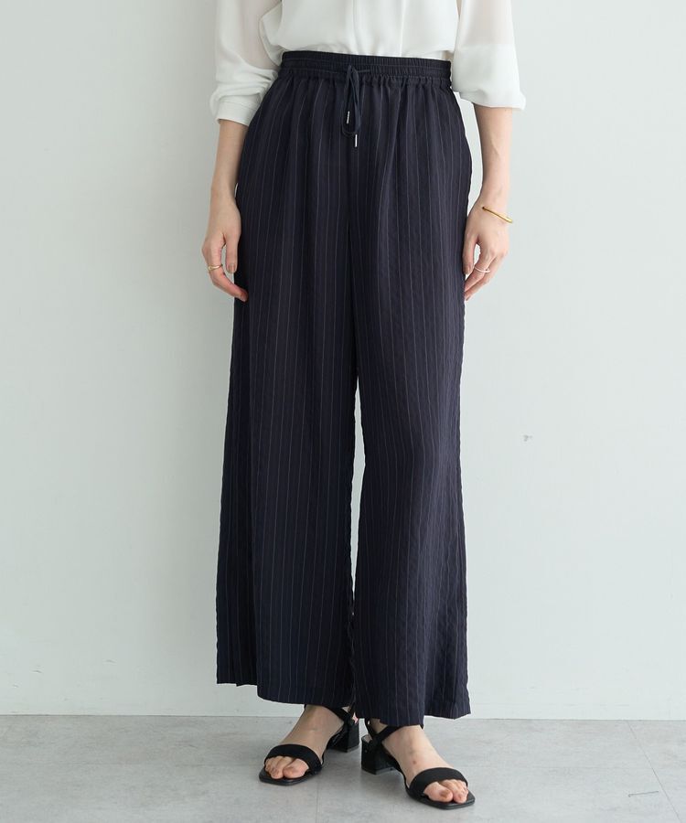 YECCA VECCA「ストライプ柄ワイドパンツ」|その他|Navy