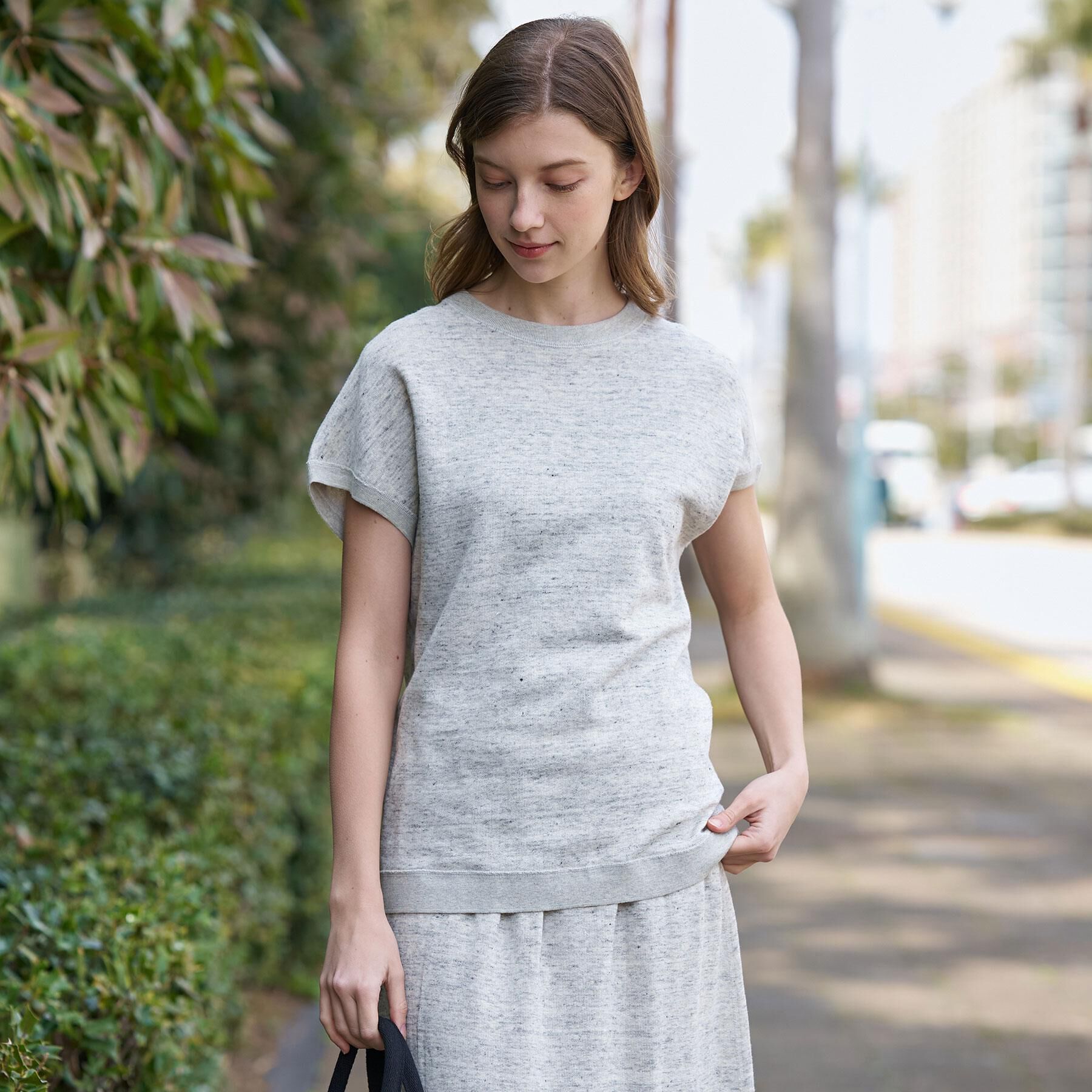DRESSTERIOR「【ウォッシャブル／セットアップ可】リネン混裏毛フレンチプルオーバー」|Tシャツ・カットソー|