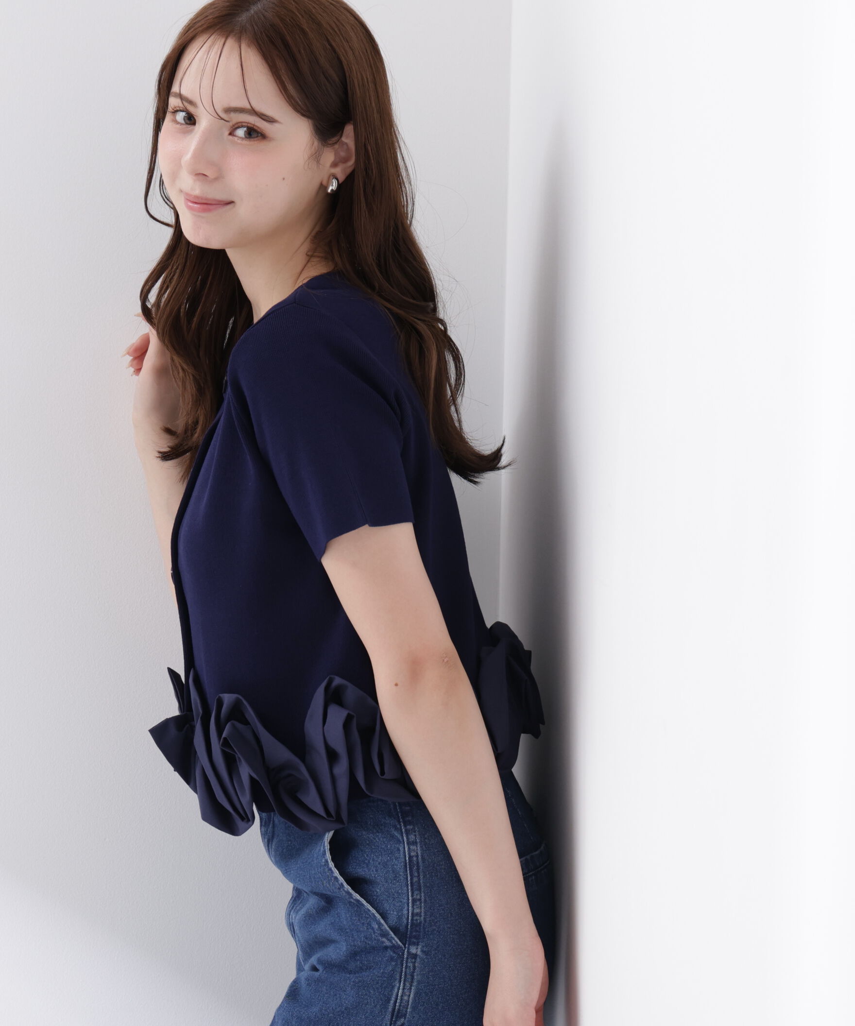 PROPORTION BODY DRESSING「〈a/mie〉半袖ホイップヘムカーディガン」|カーディガン|