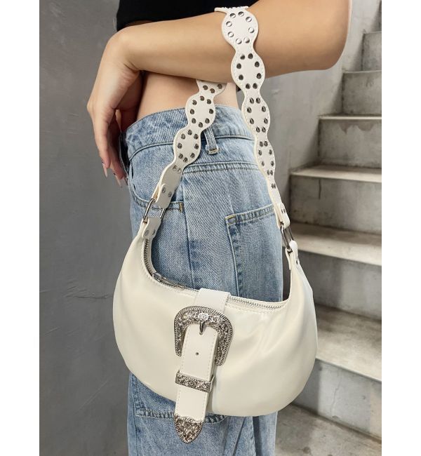 EVRIS「バックルデザインナイロンショルダーBAG」|ショルダー・メッセンジャー|ホワイト