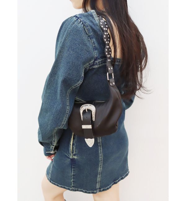EVRIS「バックルデザインナイロンショルダーBAG」|ショルダー・メッセンジャー|ブラック