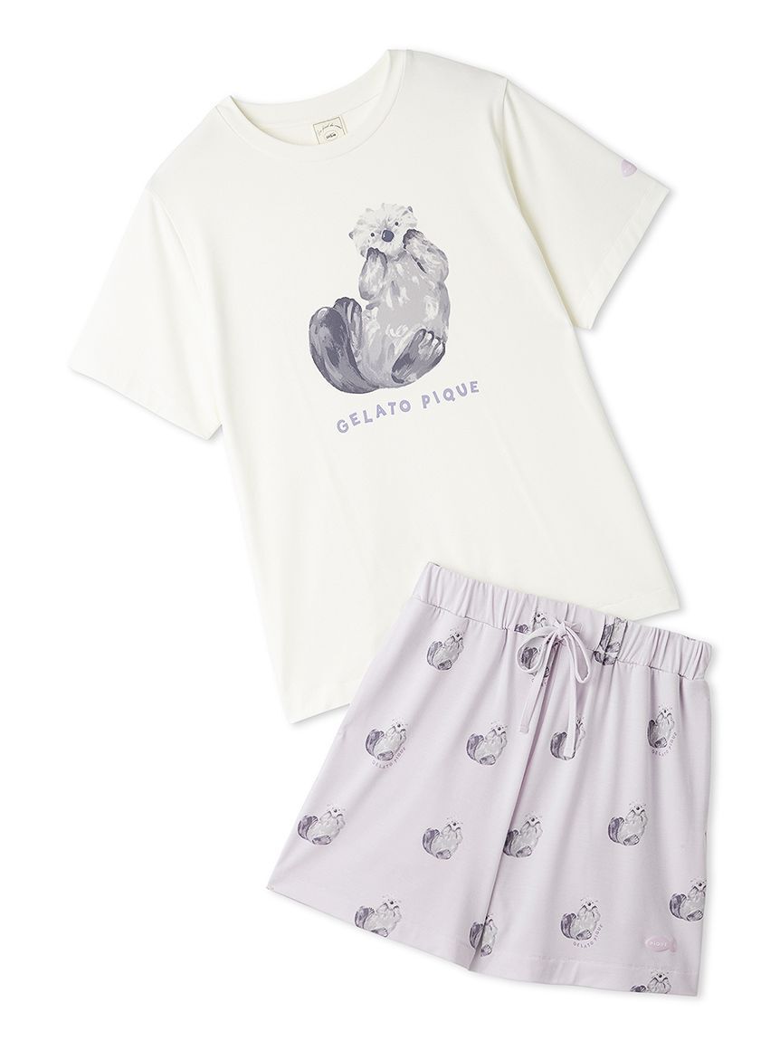 gelato pique「【ONLINE限定】【接触冷感】シーアニマル柄ワンポイントTシャツ&ショートパンツセット」|ルームウェア|