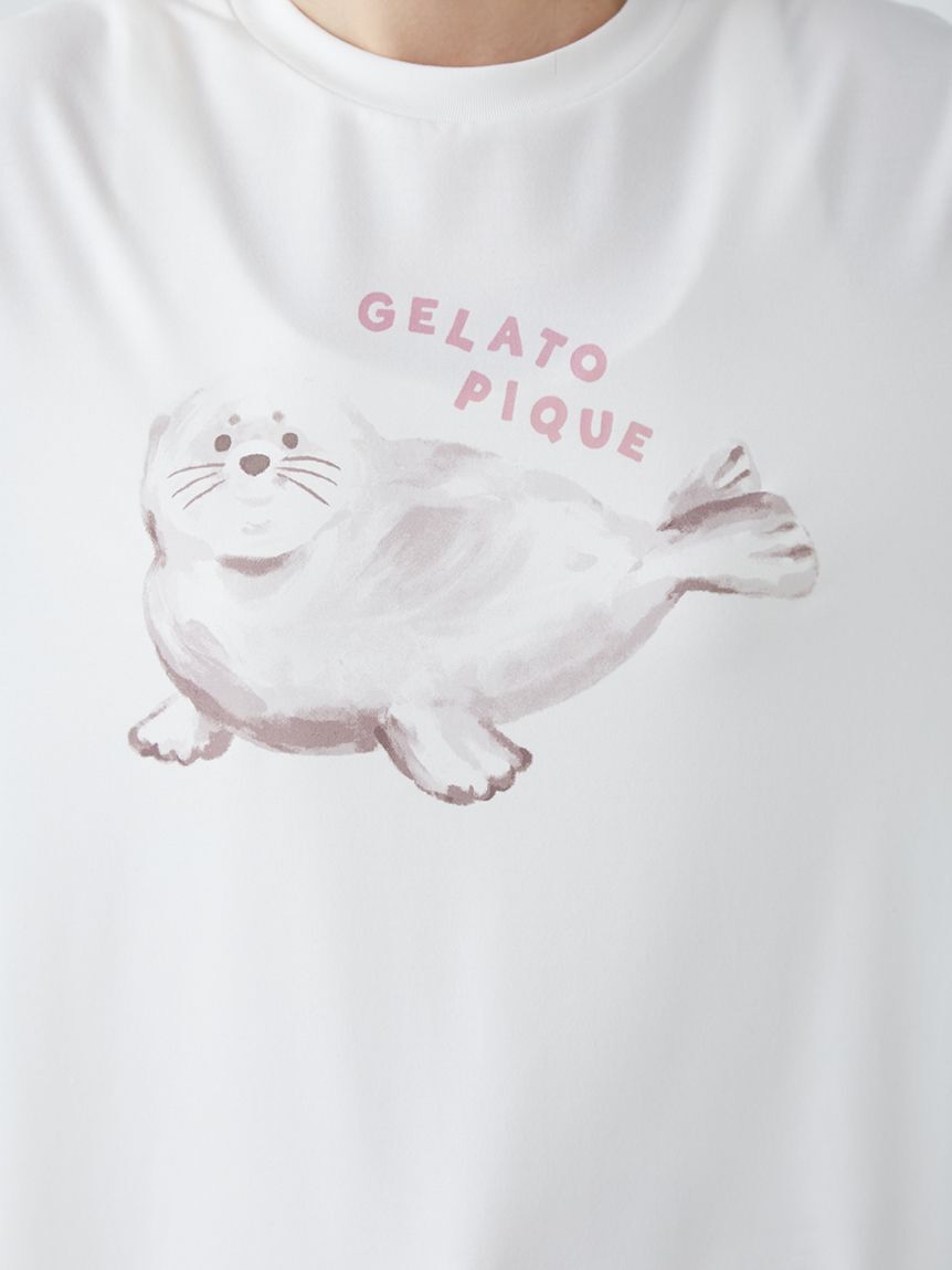gelato pique「【ONLINE限定】【接触冷感】シーアニマル柄ワンポイントTシャツ&ロングパンツセット」|ルームウェア|