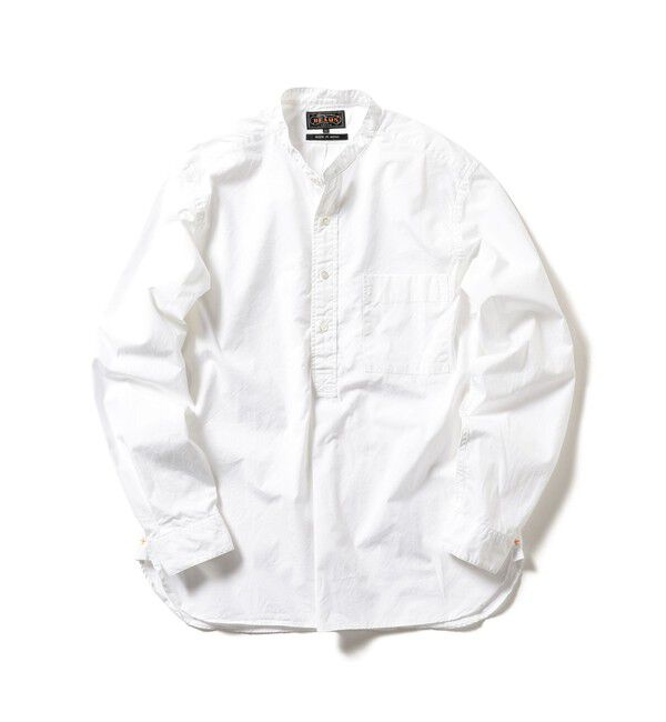 BEAMS PLUS「Band Collar Pullover 120/3 Broad」|シャツ・ブラウス|WHITE