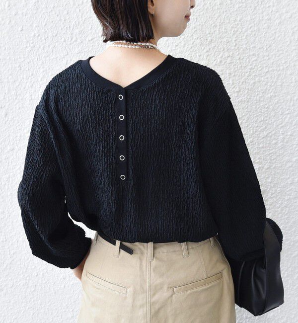 SHIPS for women「【WEB限定】〈手洗い可能〉ウェーブ クレープ ヘンリー 2WAY プルオーバー」|Tシャツ・カットソー|