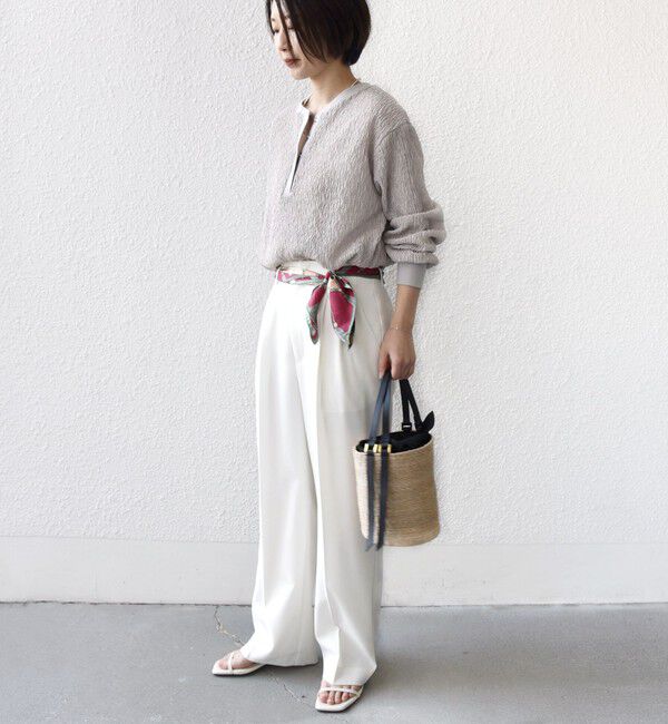 SHIPS for women「【WEB限定】〈手洗い可能〉ウェーブ クレープ ヘンリー 2WAY プルオーバー」|Tシャツ・カットソー|