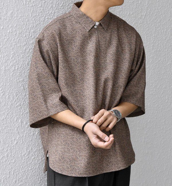 SHIPS any「SHIPS any:〈UVカット〉FUTURE LINEN CANVAS リネンライク スキッパー プルオーバーシャツ◆」|シャツ・ブラウス|