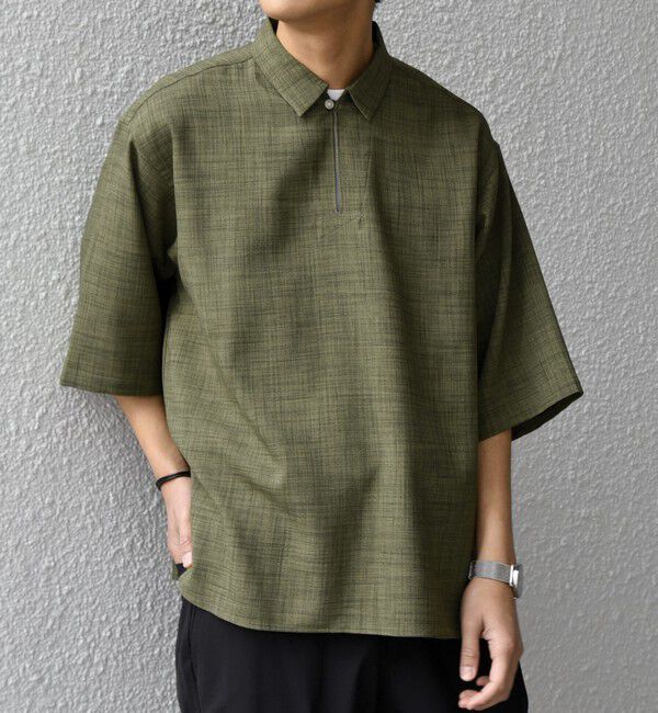 SHIPS any「SHIPS any:〈UVカット〉FUTURE LINEN CANVAS リネンライク スキッパー プルオーバーシャツ◆」|シャツ・ブラウス|