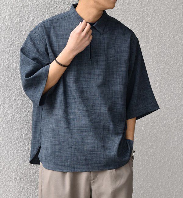 SHIPS any「SHIPS any:〈UVカット〉FUTURE LINEN CANVAS リネンライク スキッパー プルオーバーシャツ◆」|シャツ・ブラウス|