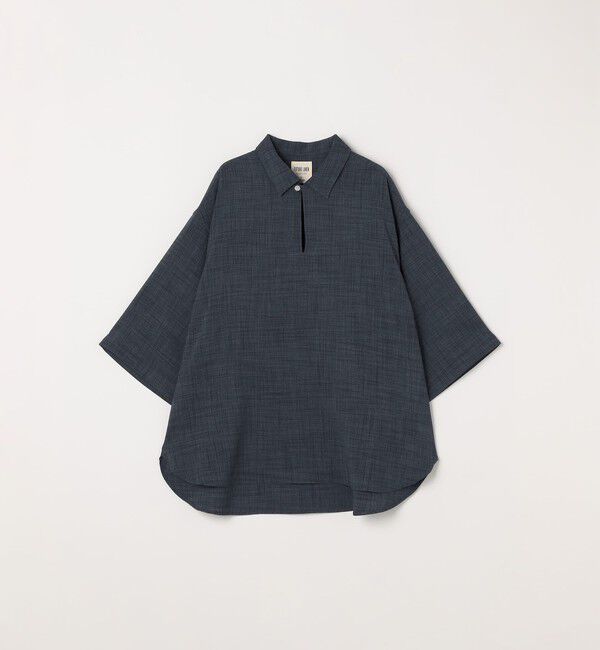 SHIPS any「SHIPS any:〈UVカット〉FUTURE LINEN CANVAS リネンライク スキッパー プルオーバーシャツ◆」|シャツ・ブラウス|