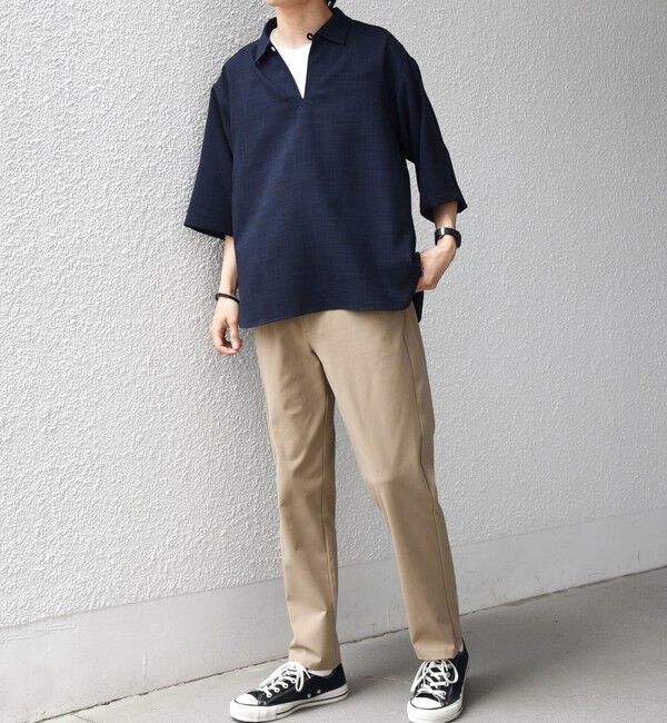 SHIPS any「SHIPS any:〈UVカット〉FUTURE LINEN CANVAS リネンライク スキッパー プルオーバーシャツ◆」|シャツ・ブラウス|