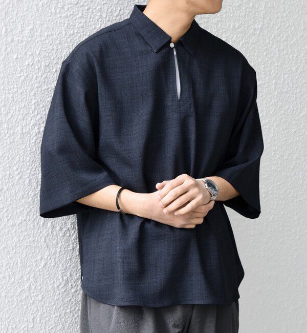 SHIPS any「SHIPS any:〈UVカット〉FUTURE LINEN CANVAS リネンライク スキッパー プルオーバーシャツ◆」|シャツ・ブラウス|