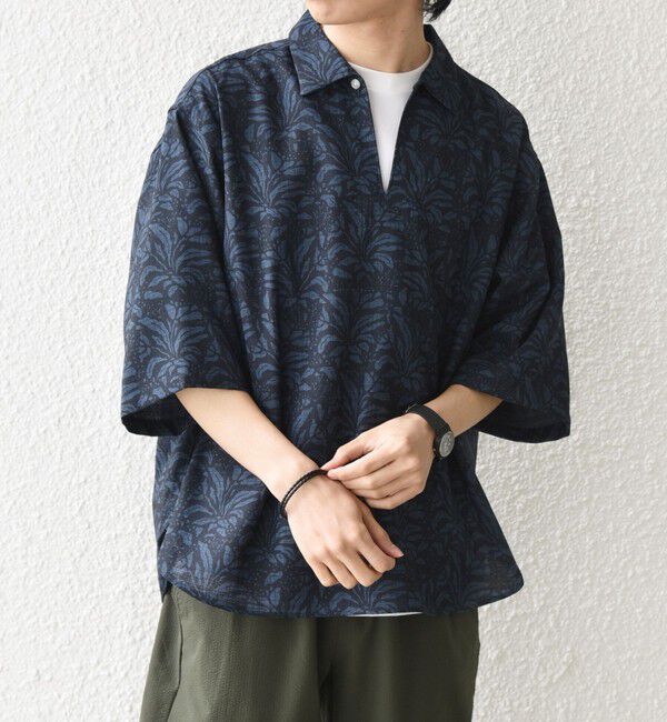SHIPS any「SHIPS any:〈UVカット〉FUTURE LINEN CANVAS リネンライク スキッパー プルオーバーシャツ◆」|シャツ・ブラウス|