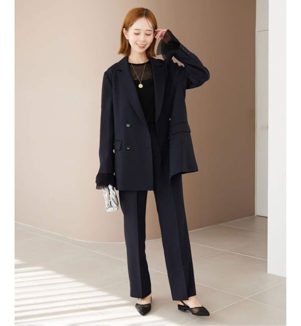 SLOBE IENA「《WEB限定/セットアップ対応可/追加3》ウォッシャブルツイルダブルジャケット」|テーラードジャケット|
