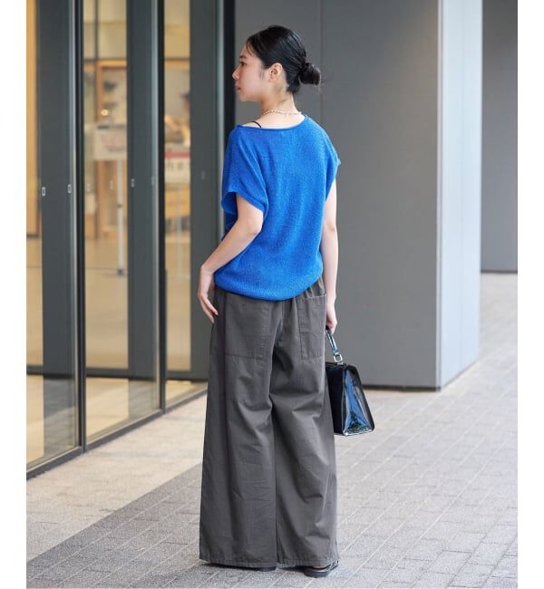 IENA「《洗濯機洗い可》コットンサテンイージーワイドパンツ」|その他|