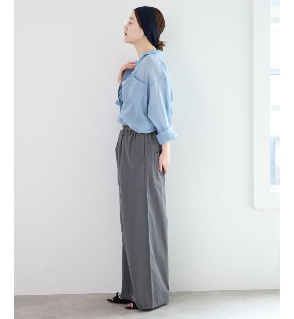 IENA「《洗濯機洗い可》コットンサテンイージーワイドパンツ」|その他|