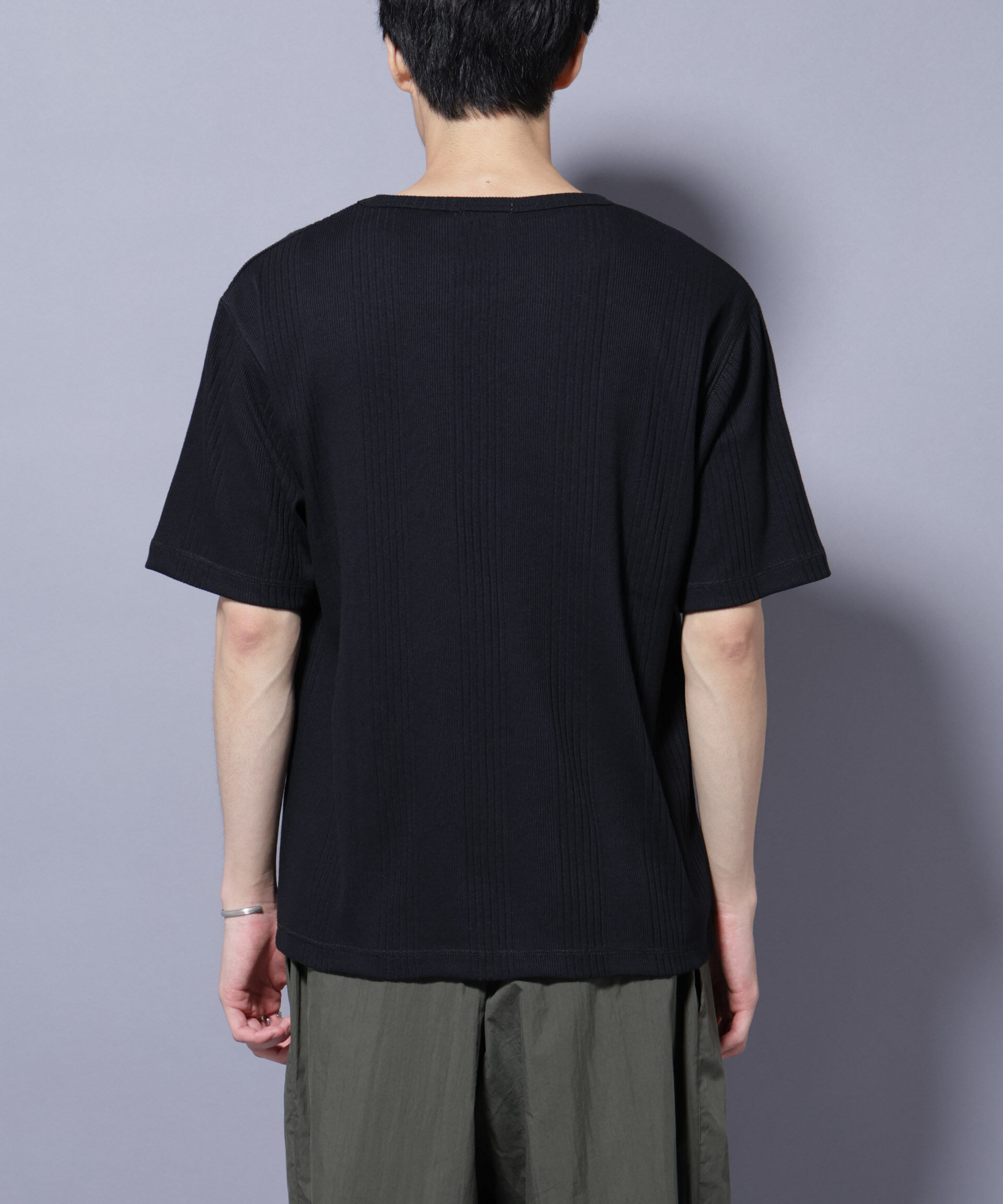 nano･universe「NORMANBROS/NORMANBROS別注 テレコUネックTシャツ 半袖」|Tシャツ・カットソー|