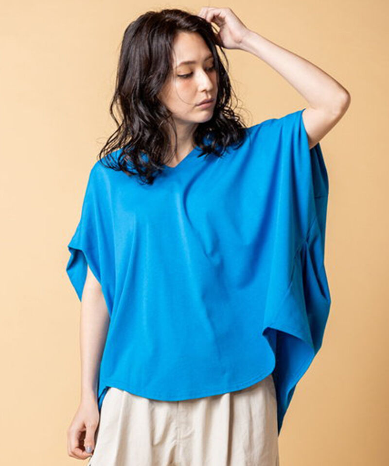  「Vネックサイドドレーププルオーバー」|Tシャツ・カットソー|BLUE