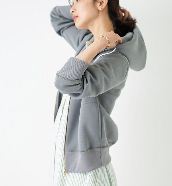  「【WEB限定/キレイめ上品】スポンジダンボールZIPパーカーカットソー」|パーカー|