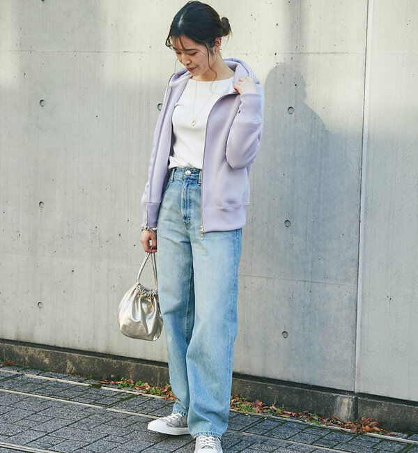  「【WEB限定/キレイめ上品】スポンジダンボールZIPパーカーカットソー」|パーカー|