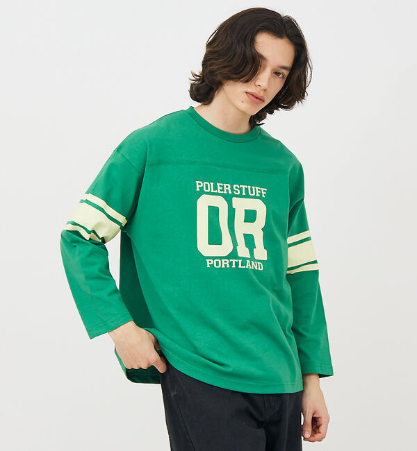 ABAHOUSE「【POLeR/ポーラー】 FOOTBALL SHIRT/フットボール　ロングtシ」|Tシャツ・カットソー|グリーン