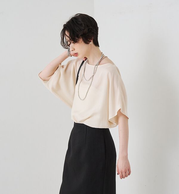 Rouge vif「【セットアップ対応】キュプラフィブリルアシンメトリーブラウス【予約】」|シャツ・ブラウス|