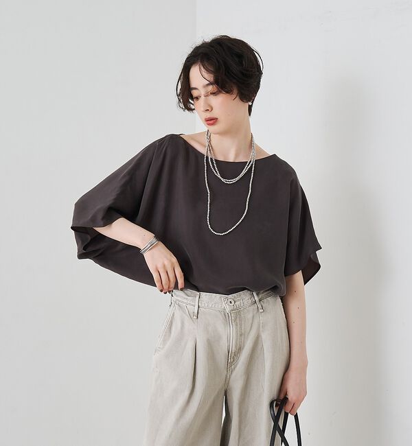 Rouge vif「【セットアップ対応】キュプラフィブリルアシンメトリーブラウス【予約】」|シャツ・ブラウス|