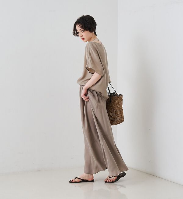 Rouge vif「【セットアップ対応】キュプラフィブリルアシンメトリーブラウス【予約】」|シャツ・ブラウス|