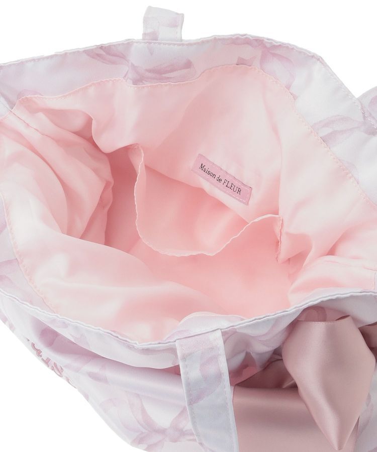Maison de FLEUR「【A4対応】リボン柄ダブルリボントートバッグ」|トートバッグ|