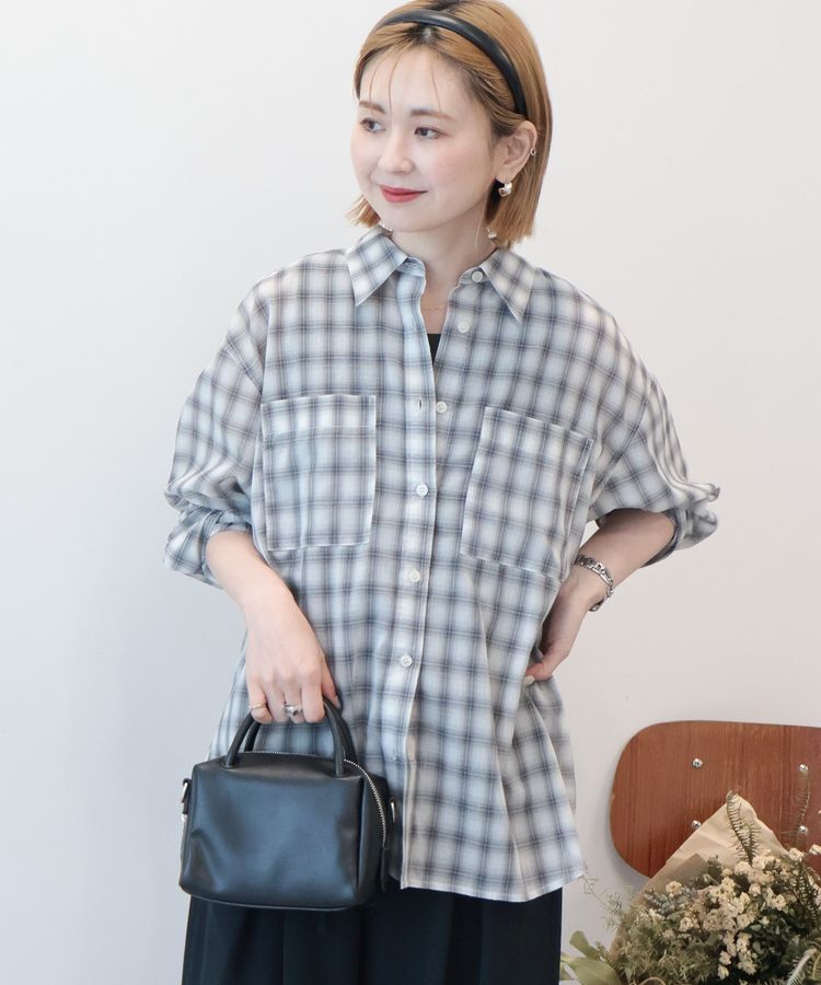 AMERICAN HOLIC「【接触冷感・イージーケア】シアーチェックシャツ」|シャツ・ブラウス|Light Gray