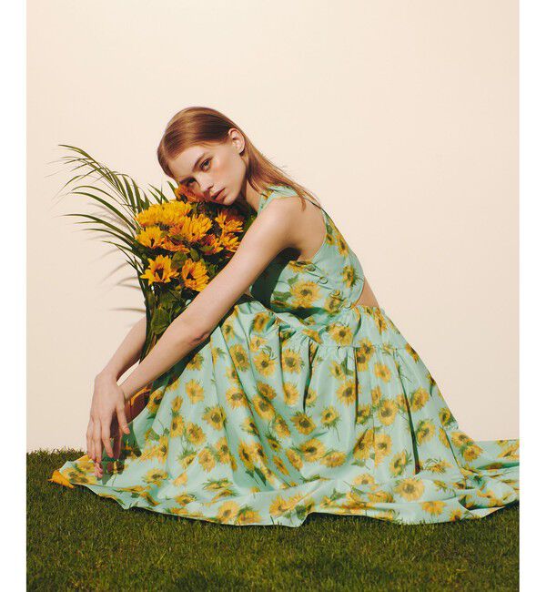 LOULOU WILLOUGHBY「 WEB 一部店舗限定【LOULOU WILLOUGHBY】サンフラワープリントバッククロスワンピース」|ワンピース|