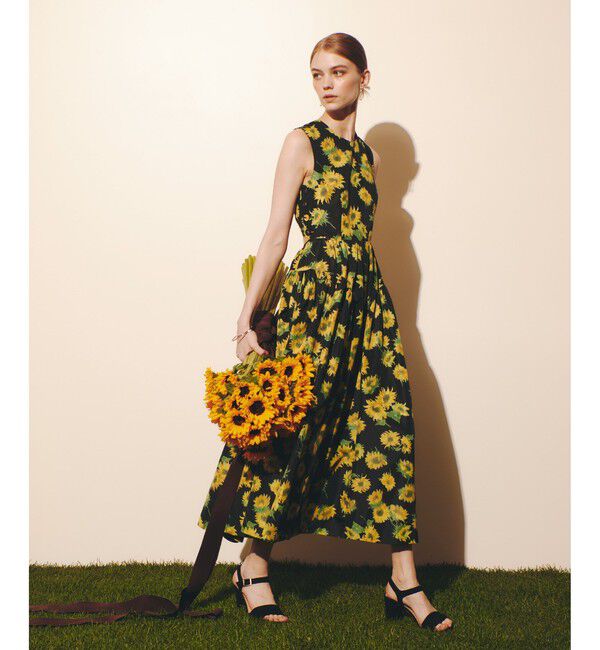 LOULOU WILLOUGHBY「 WEB 一部店舗限定【LOULOU WILLOUGHBY】サンフラワープリントバッククロスワンピース」|ワンピース|