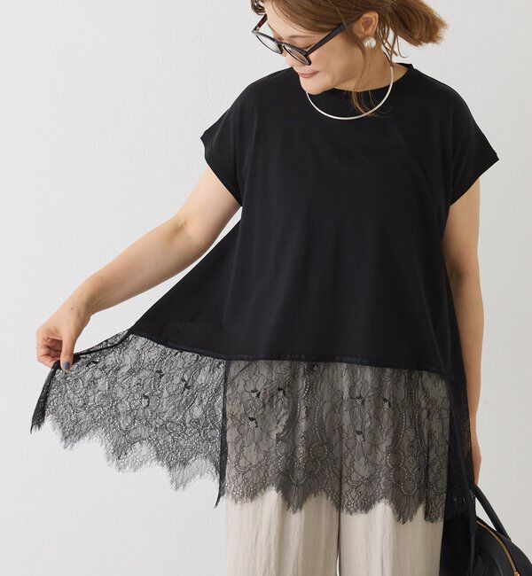  「レースヘムシルケットTシャツ」|プルオーバー|