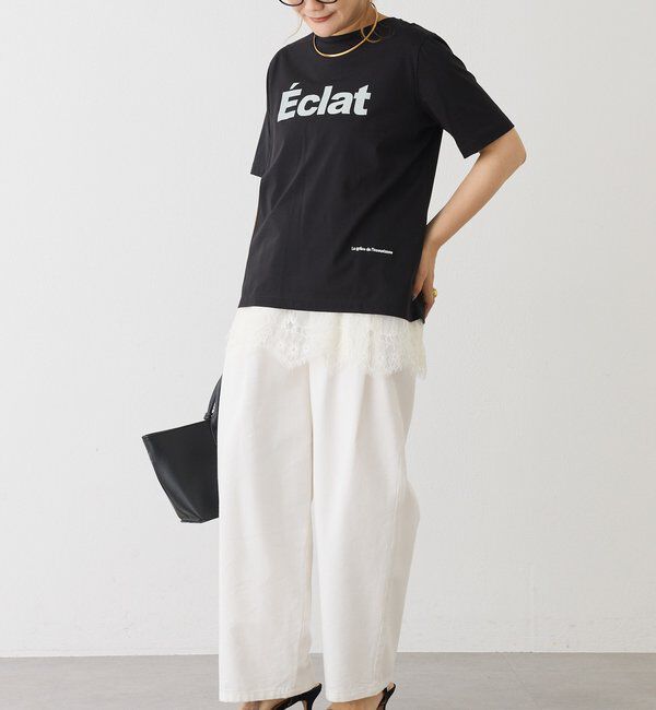  「シルケットロゴプリント&times;刺繍Tシャツ」|プルオーバー|
