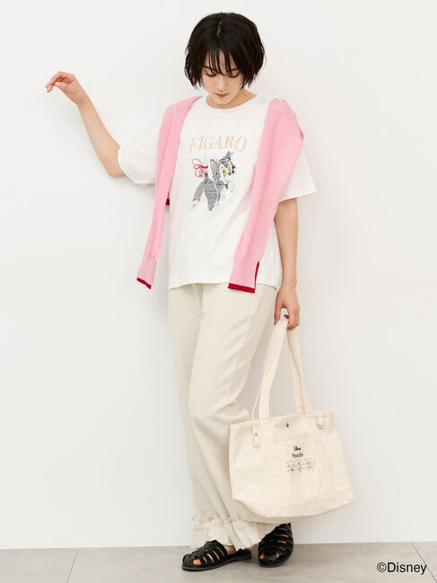 Samansa Mos2「【Disney】ピノキオ/フィガロ刺繍Tシャツ」|Tシャツ・カットソー|