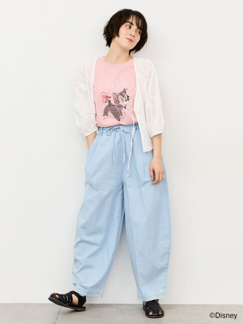 Samansa Mos2「【Disney】ピノキオ/フィガロ刺繍Tシャツ」|Tシャツ・カットソー|