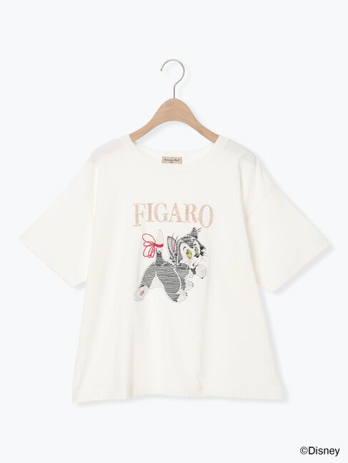 Samansa Mos2「【Disney】ピノキオ/フィガロ刺繍Tシャツ」|Tシャツ・カットソー|