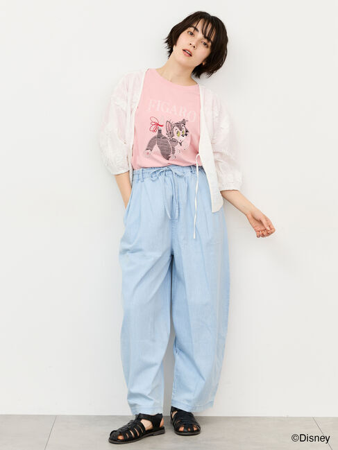 Samansa Mos2「【Disney】ピノキオ/フィガロ刺繍Tシャツ」|Tシャツ・カットソー|