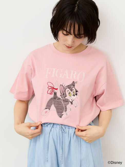 Samansa Mos2「【Disney】ピノキオ/フィガロ刺繍Tシャツ」|Tシャツ・カットソー|