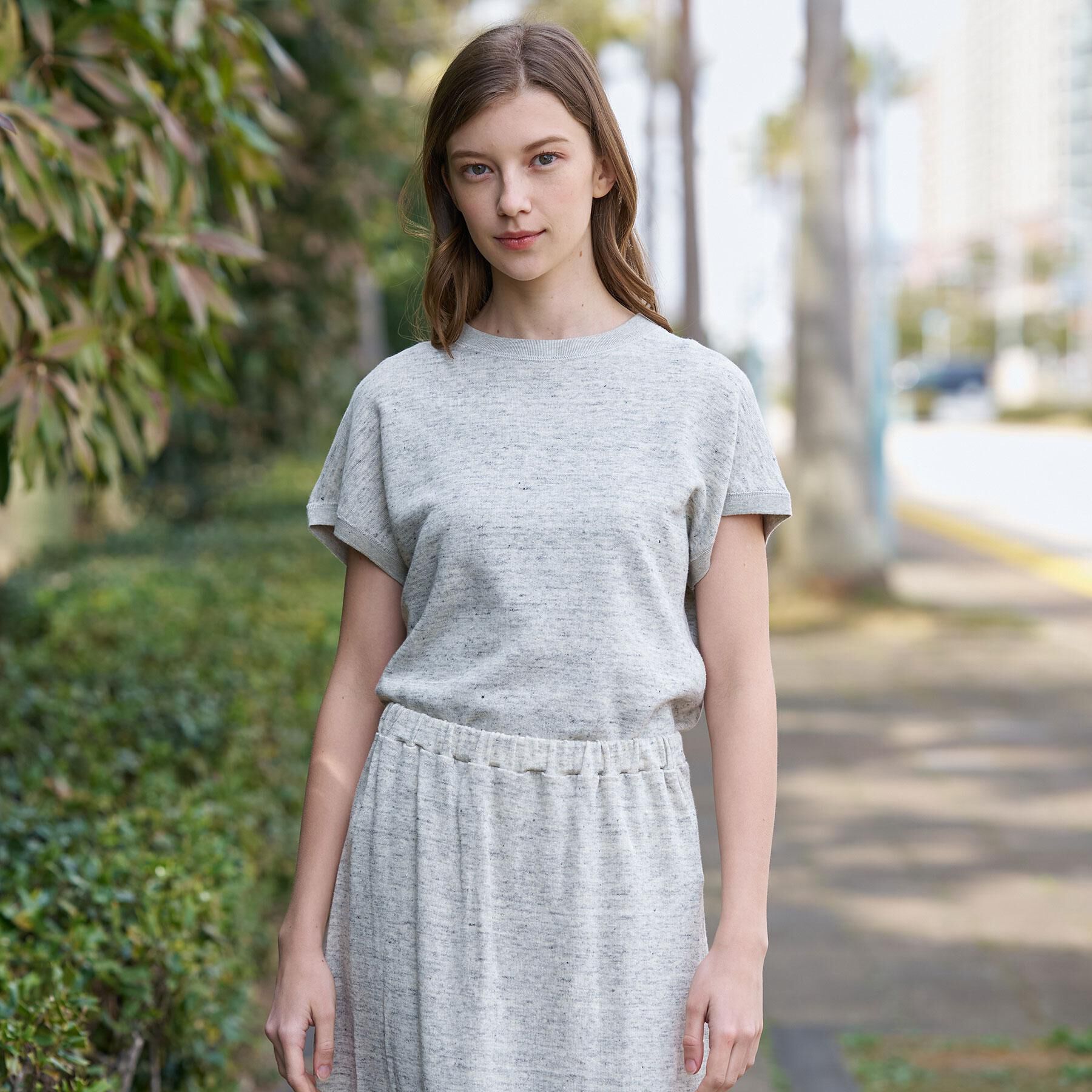 DRESSTERIOR「【ウォッシャブル／セットアップ可】リネン混裏毛フレンチプルオーバー」|Tシャツ・カットソー|