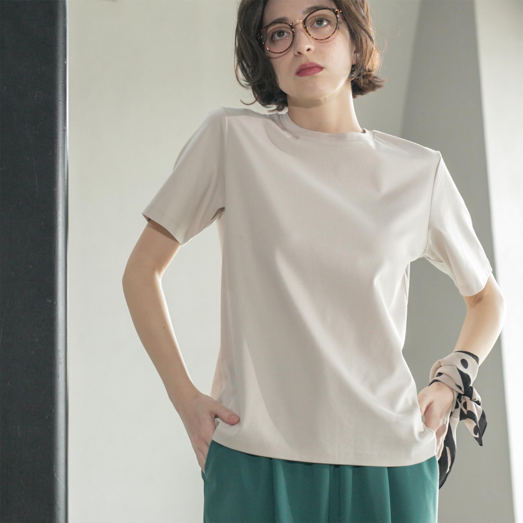 OPAQUE.CLIP「《5色展開／SS-LLサイズ》ベーシックTシャツ【UV／接触冷感／洗濯機洗い可】」|Tシャツ・カットソー|