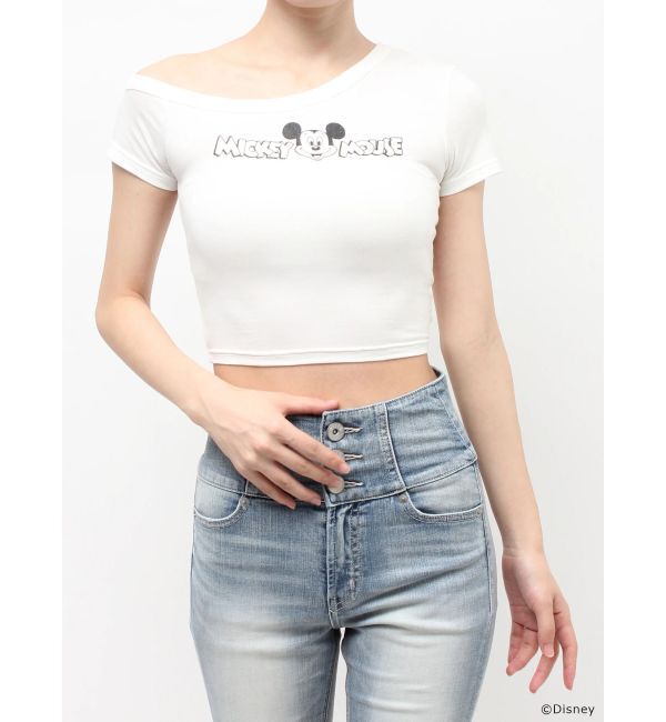 GYDA「GYDA/Disney/ラメプリントワンショルダーTシャツ」|Tシャツ・カットソー|