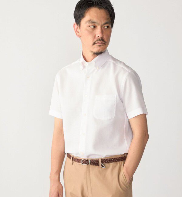 SHIPS「SHIPS:〈接触冷感〉ICE COTTON ワッフル ボタンダウン 半袖 シャツ」|シャツ・ブラウス|